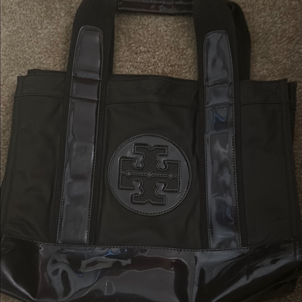 Tory Burch Black Briefcase with Logo Medallion